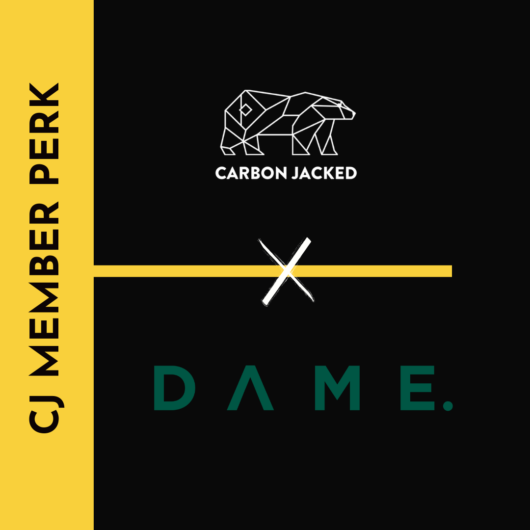 carbon jacked x dame period products discount for members